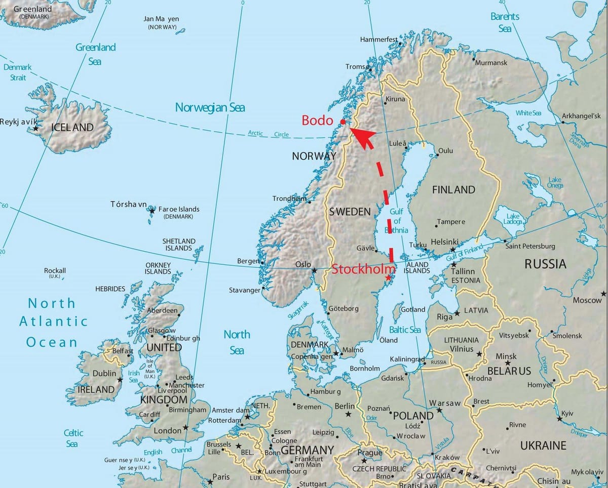 Mapa bodo Norvegia