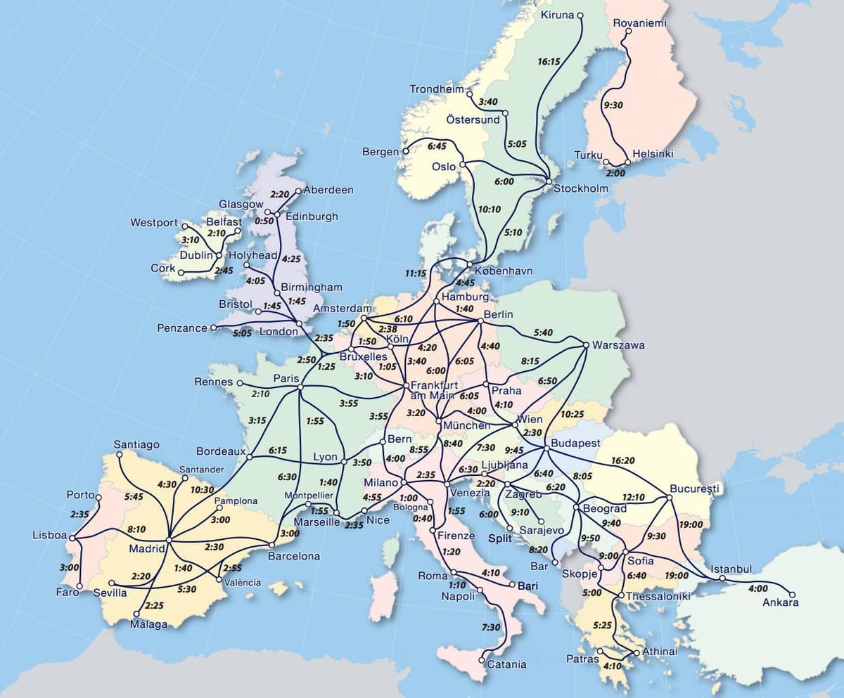 Mapa eurail Norvegia
