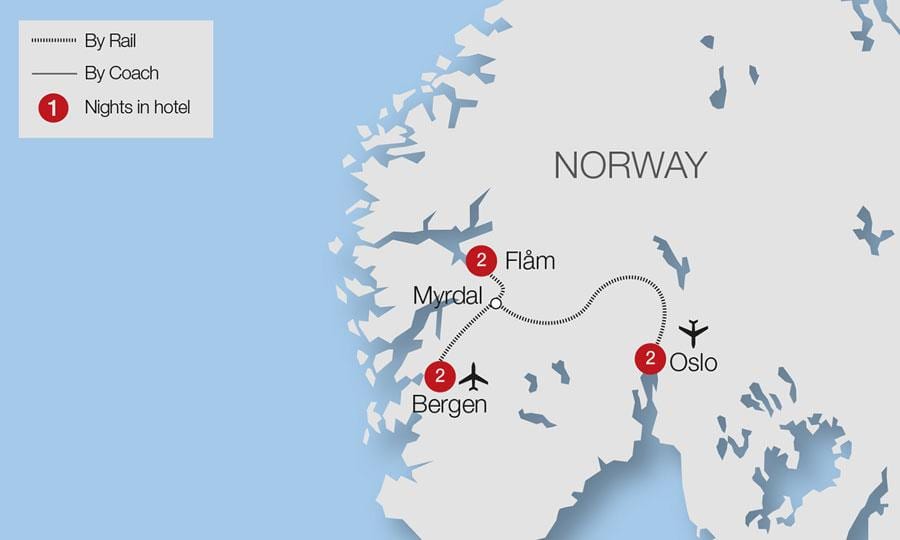 Mapa flam trenbide Norvegia