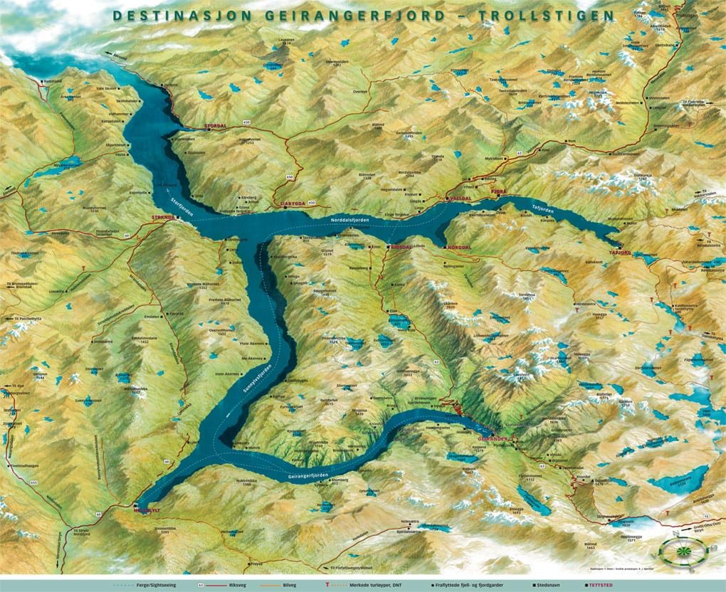 mapa geiranger Norvegia