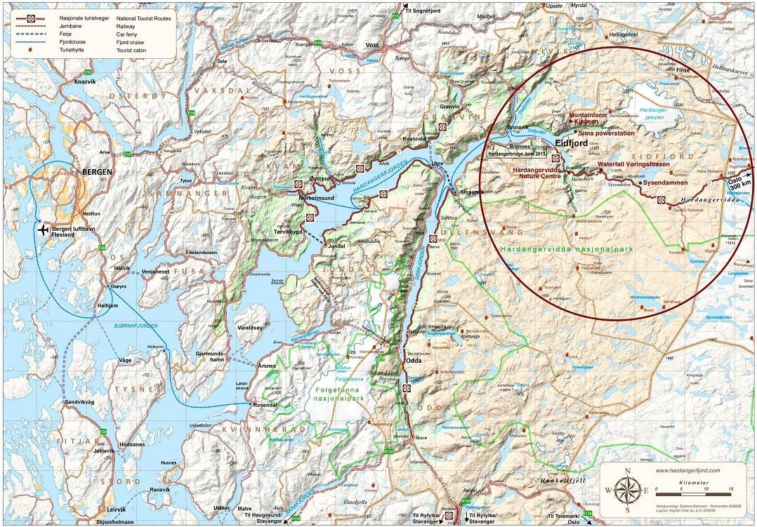 hardangerfjord Norvegia mapa