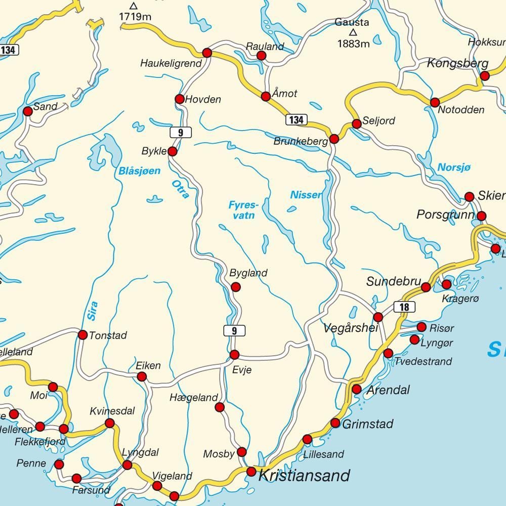 Mapa hego Norvegia