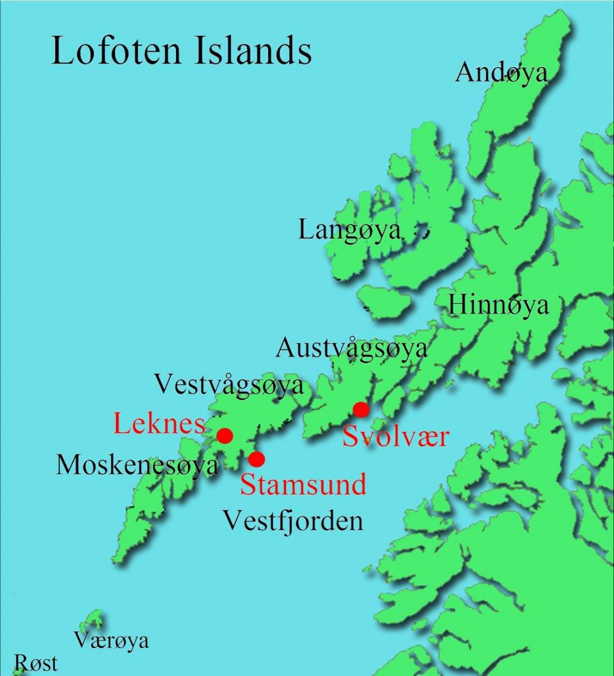 lofoten irletan Norvegia mapa