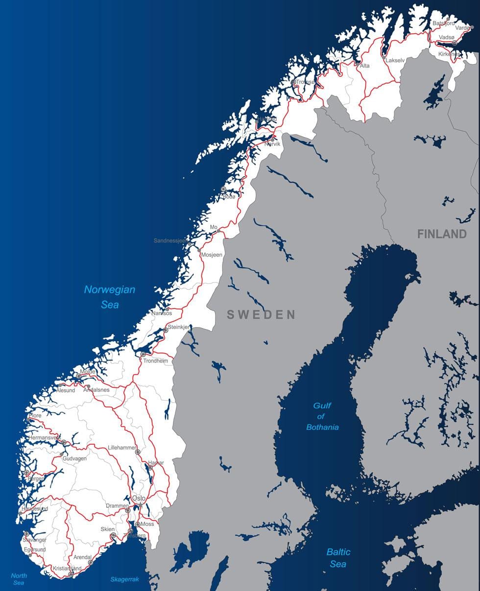bidesaria errepide Norvegia mapa