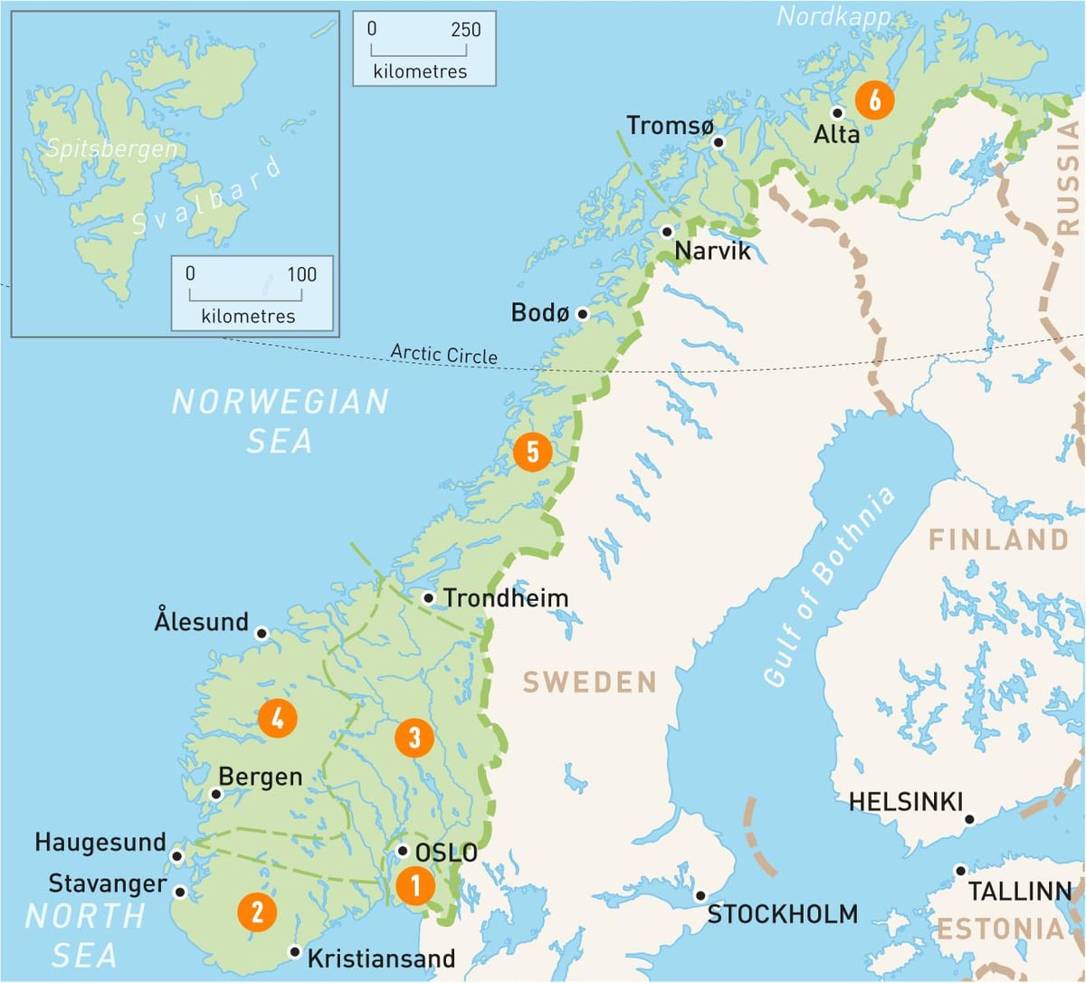 Mapa Norvegia eskualde