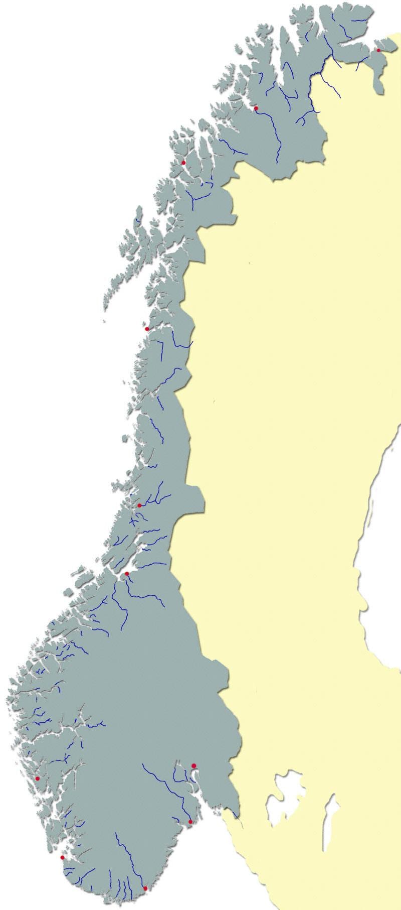 Mapa Norvegia ibaiaren