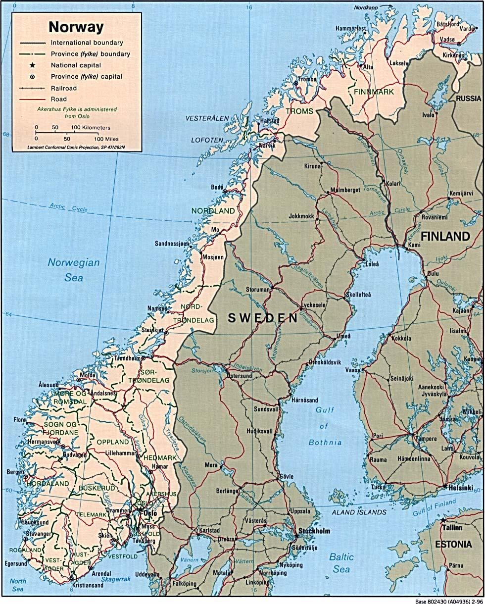Mapa Norvegia latitudea