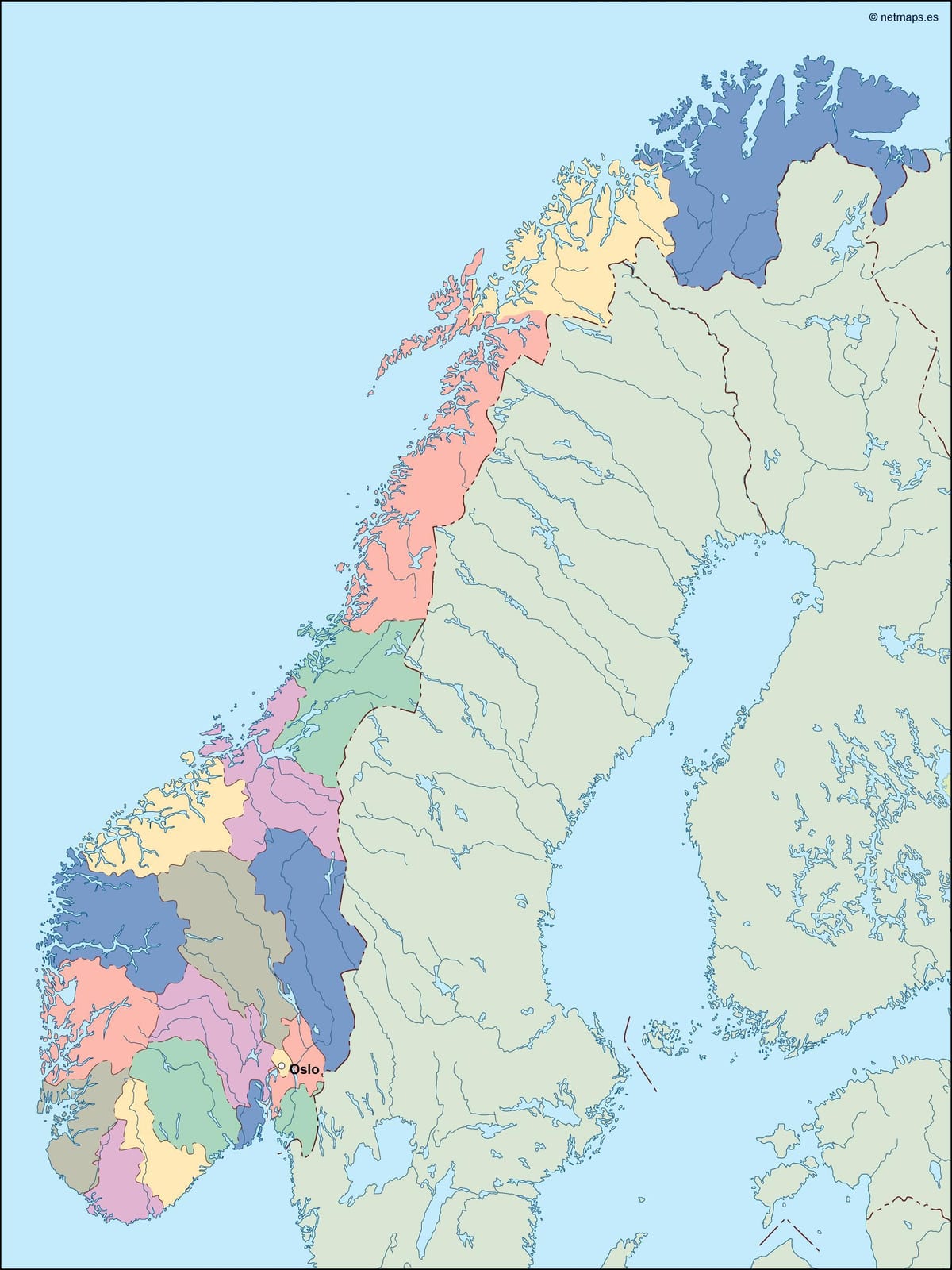 Mapa Norvegia bektorea