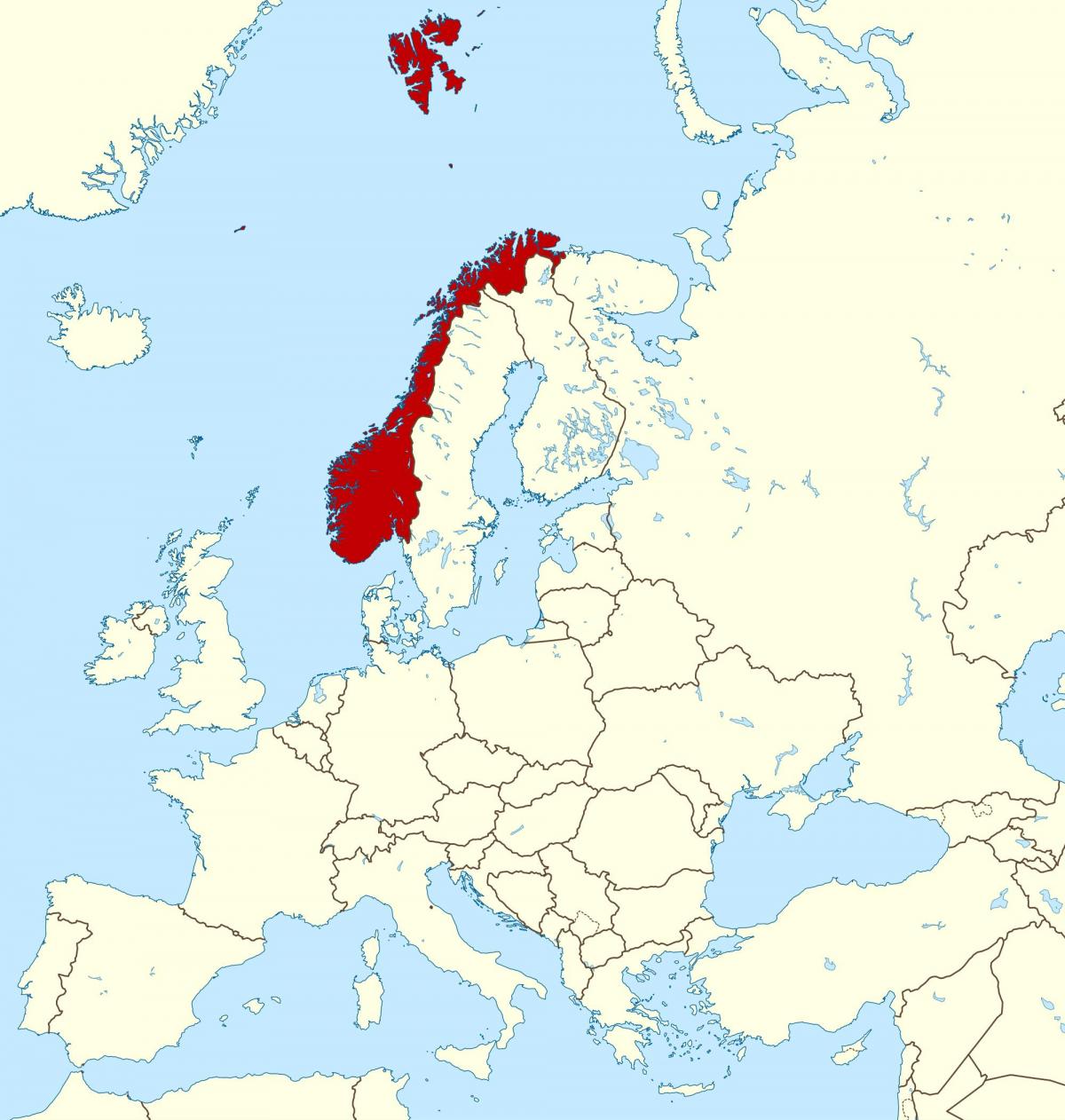 mapa Norvegia eta europan