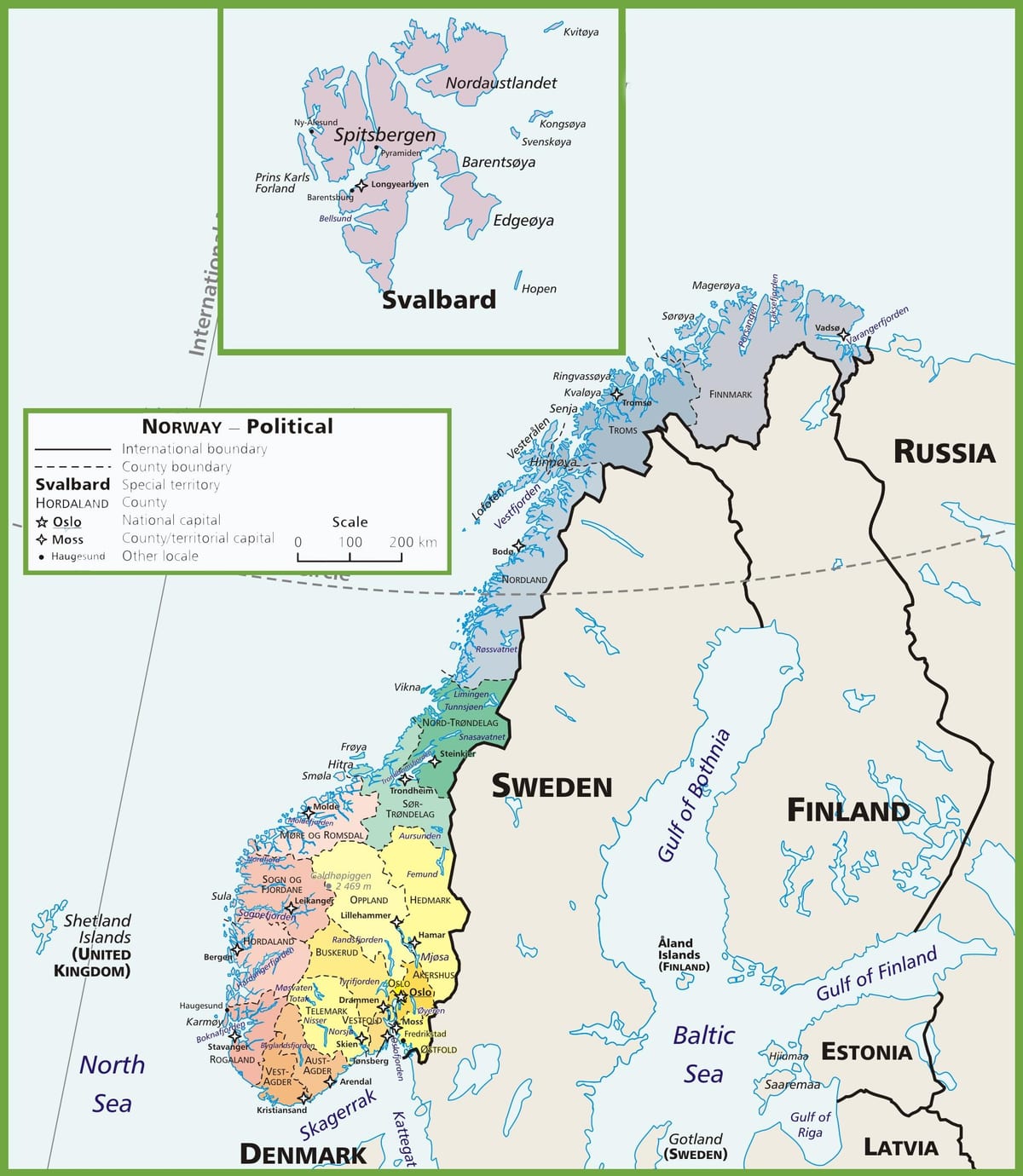 Mapa politiko Norvegia 