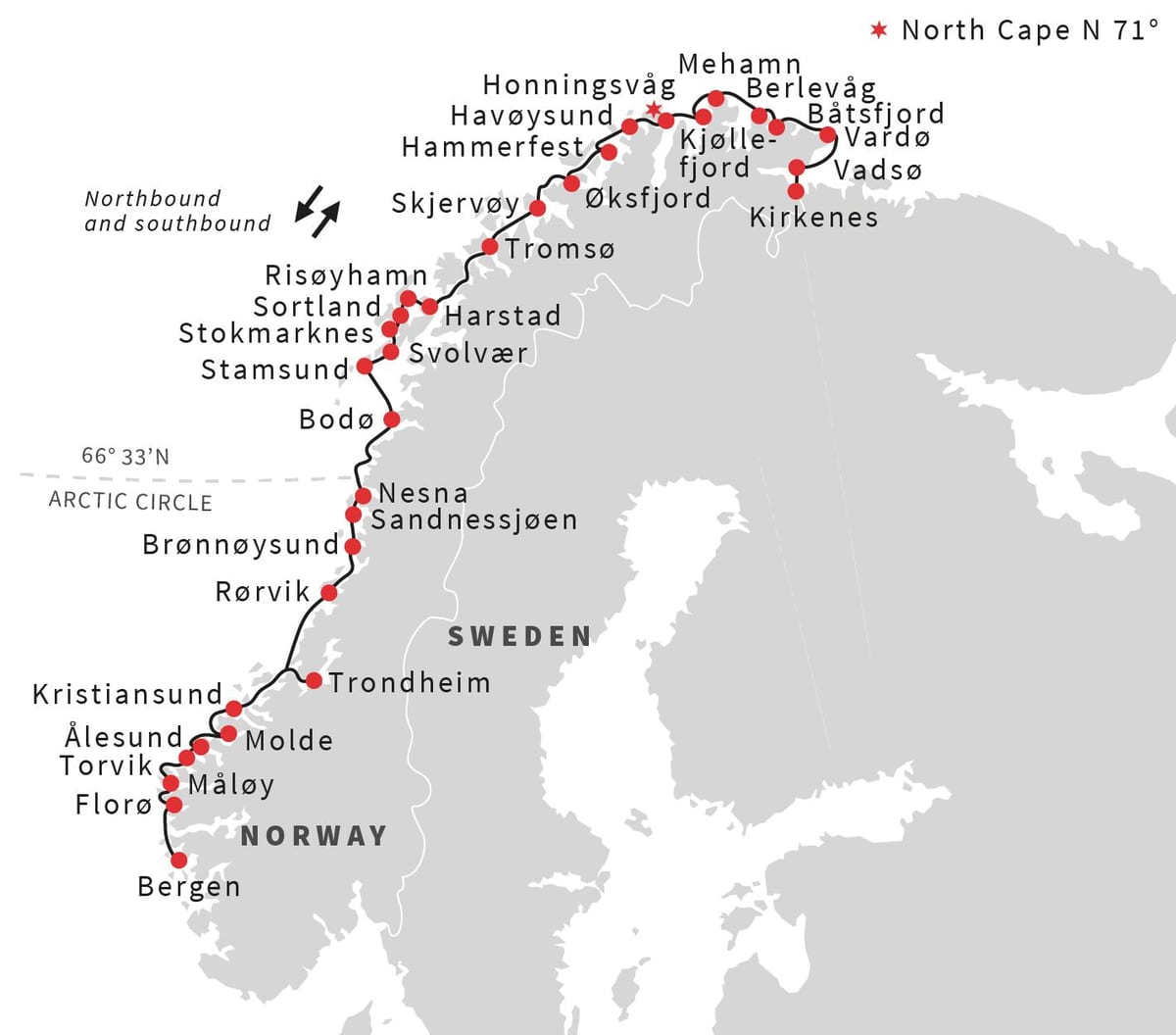 Mapa Norvegia portu