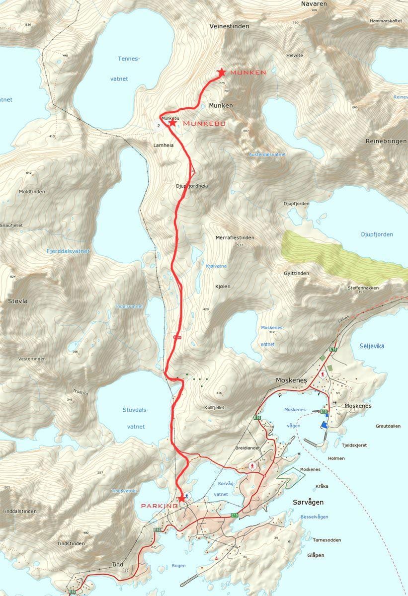 Mapa Norvegia ibilbide senderismo
