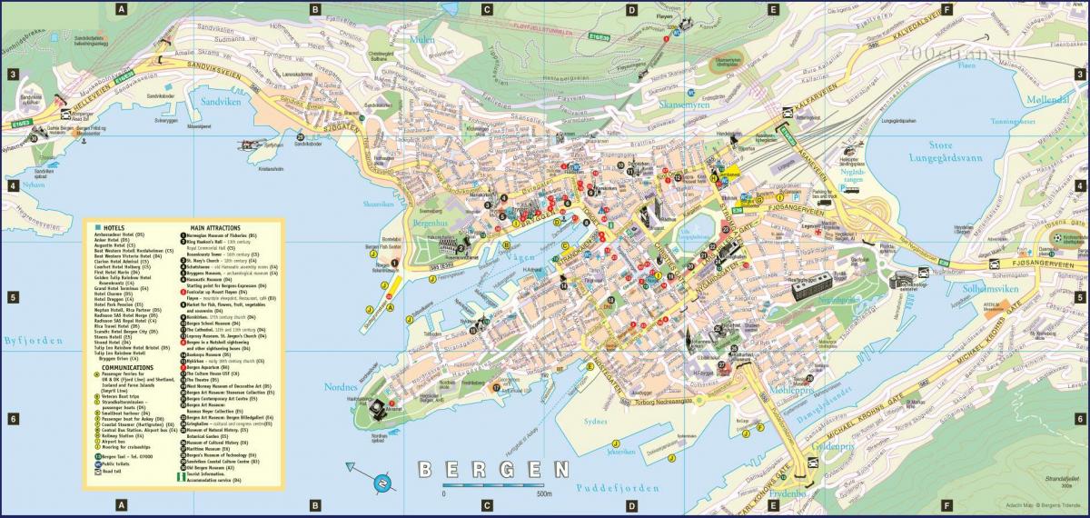 Norvegiako bergen hirian mapa