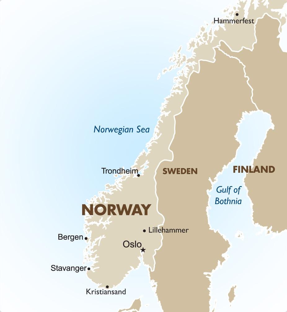 Norvegiako hiriburua mapa