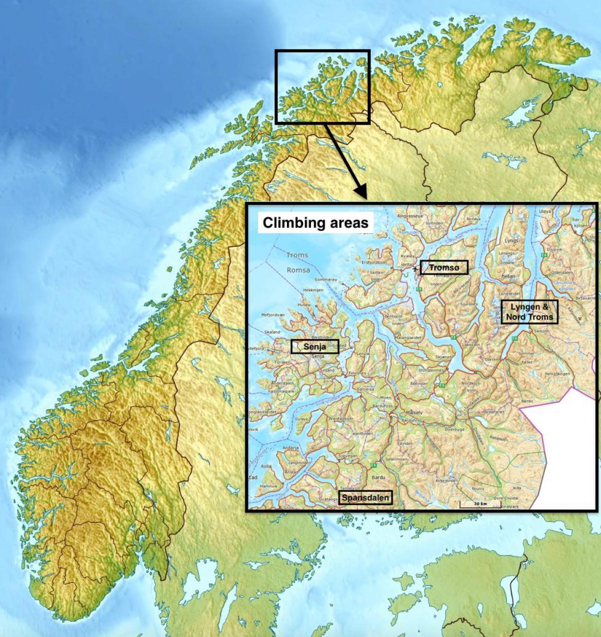 Norvegiako tromso mapa