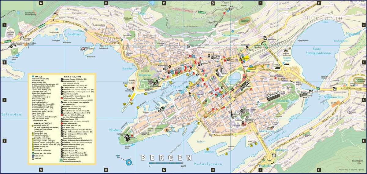 kale-mapa Norvegiako bergen