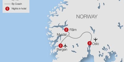 Mapa flam trenbide Norvegia
