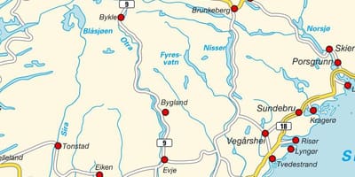 Mapa hego Norvegia