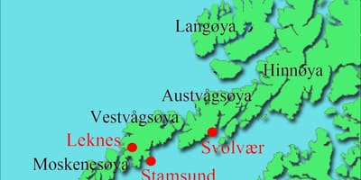 Lofoten irletan Norvegia mapa