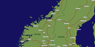 Mapa Norvegia tren ibilbide