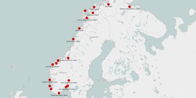 Mapa Norvegia aireportuetan
