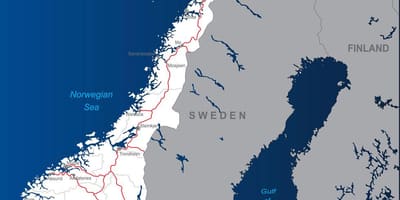 Bidesaria errepide Norvegia mapa