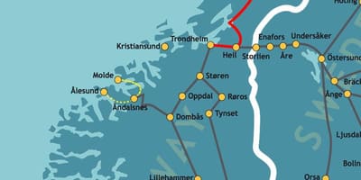 Mapa Norvegia iparraldeko tren