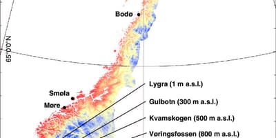 Norvegia tenperatura mapa