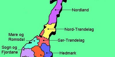 Mapa Norvegia nazionala ibilbide turistikoak 