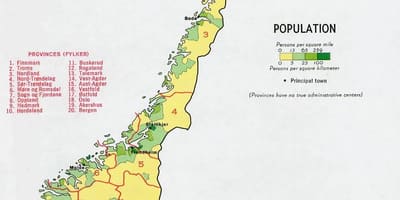 Norvegiako biztanleriaren mapa