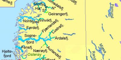 Mapa Norvegia erakutsiz fiordo